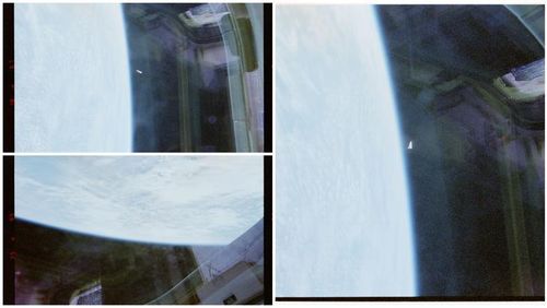 3 bức ảnh ghi lại rõ nét một UFO di chuyển ngay gần tàu con thoi Columbia trong sứ mệnh STS-80 năm 1996. Ảnh: Bộ Chiến tranh Mỹ