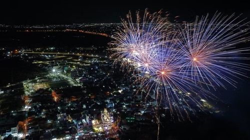 Chùm pháo hoa nở bung như những bông hoa.