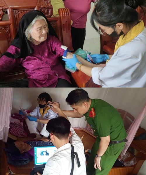 Người cao tuổi sức khỏe yếu, đi lại khó khăn được hỗ trợ lấy mẫu tại nhà.