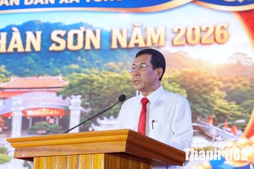 Phó Bí thư Đảng ủy, Chủ tịch UBND xã Tống Sơn Nguyễn Văn Thịnh phát biểu khai mạc