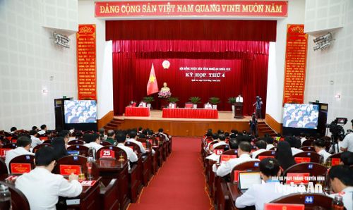 Toàn cảnh Kỳ họp thứ 4 HĐND tỉnh khóa XIX, nhiệm kỳ 2026 - 2031. Ảnh: Thành Duy