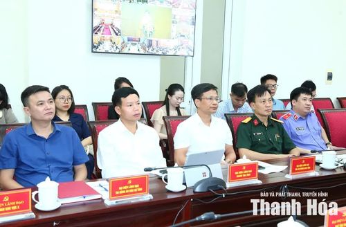 Các đại biểu dự hội nghị tại điểm cầu Thanh Hóa.