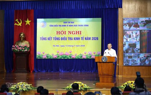 Bộ trưởng Bộ Tài chính Ngô Văn Tuấn - Trưởng ban Chỉ đạo Tổng điều tra kinh tế năm 2026 Trung ương phát biểu kết luận hội nghị. Ảnh: Mạnh Tuấn