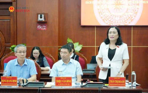 Phó Chủ tịch Hội đồng Dân tộc Trần Thị Hoa Ry phát biểu Ảnh: Huyền Trân