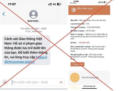 Tin nhắn lừa đảo phạt nguội.