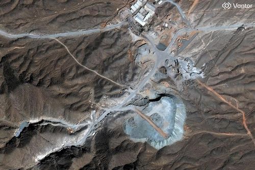 Cơ sở Pickaxe Mountain, nằm ở trung tâm bức ảnh, cách cơ sở hạt nhân Natanz khoảng 1,6 km về phía nam. Ảnh: Vantor.