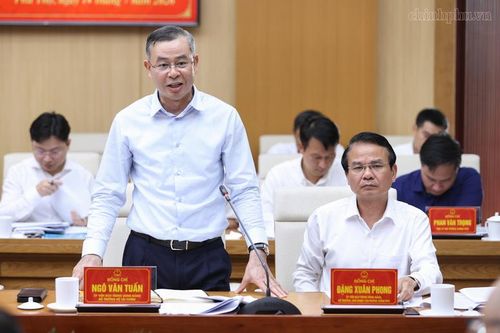Bộ trưởng Bộ Tài chính Ngô Văn Tuấn phát biểu tại cuộc làm việc - Ảnh: VGP/Nhật Bắc