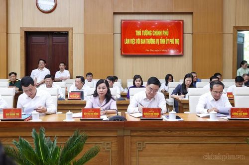 Lãnh đạo các sở, ngành tỉnh Phú Thọ dự cuộc làm việc - Ảnh: VGP/Nhật Bắc