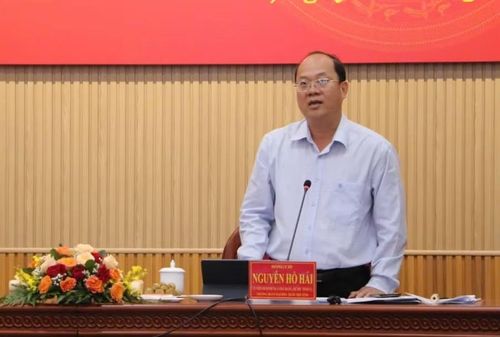 Ông Nguyễn Hồ Hải, Bí thư Tỉnh ủy Cà Mau phát biểu tại buổi làm việc.