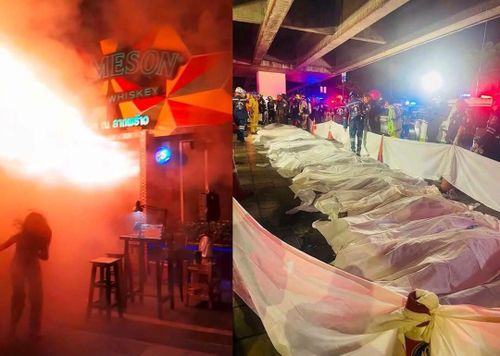 Hiện trường vụ cháy quán bar tại Bangkok. Ảnh: Bangkok Post