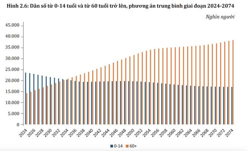 Đến năm 2034, số người cao tuổi sẽ vượt số trẻ em. Nguồn: Cục Thống kê