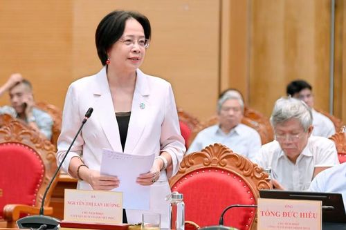 Bà Nguyễn Thị Hương Lan - Chủ tịch Hội đồng quản trị Công ty cổ phần Sản xuất và Xuất nhập khẩu Việt Phúc - kiến nghị tỉnh sớm khơi thông nguồn lực về đất đai. Ảnh: Đức Thụy