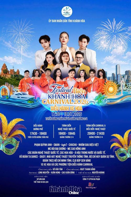 Poster giới thiệu các ca sĩ, nghệ sĩ tham gia Lễ hội Carnival - Diễu hành xe hoa.