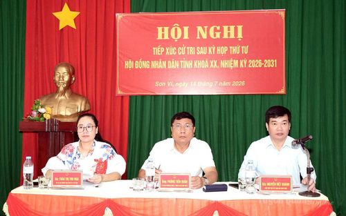 Tổ đại biểu số 4 HĐND tỉnh tiếp xúc cử tri tại xã Sơn Vĩ. Ảnh: Hoàng Tuyến