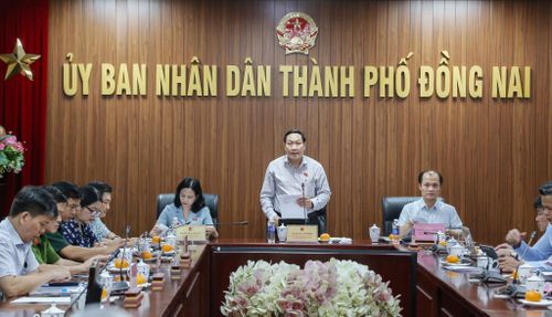 Phó Trưởng đoàn chuyên trách Đoàn ĐBQH TP. Đồng Nai Bùi Xuân Thống phát biểu tại buổi làm việc. Ảnh: Văn Dũng