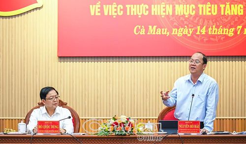 Đồng chí Nguyễn Hồ Hải, Ủy viên Ban Chấp hành Trung ương Đảng, Bí thư Tỉnh ủy, Trưởng Đoàn đại biểu Quốc hội tỉnh Cà Mau nêu những lợi thế của địa phương, cam kết nâng cao tăng trưởng của tỉnh trong những tháng cuối năm 2026 và cho cả nhiệm kỳ.