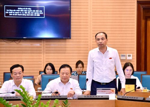 Bí thư Đảng ủy, Chủ tịch HĐND phường Tây Hồ Nguyễn Đình Khuyến thảo luận tại Tổ 2. Ảnh: Thành Thái