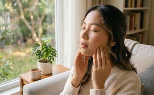 Massage và xoa dịu vùng quai hàm.