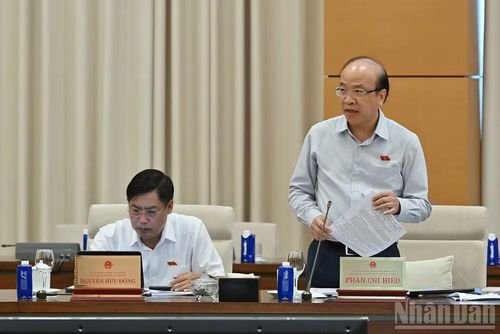 Chủ nhiệm Ủy ban Pháp luật và Tư pháp Phan Chí Hiếu trình bày báo cáo thẩm tra. (Ảnh: THỦY NGUYÊN)