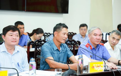 Ông Trần Ngọc Hồng ở xã Nghĩa Mai phát biểu ý kiến. Ảnh: Thành Duy