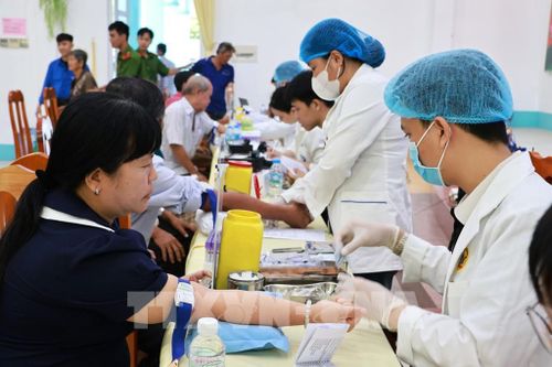 Đơn vị chuyên môn lấy mẫu sinh phẩm ADN thân nhân liệt sĩ chưa xác định thông tin. Ảnh: Nhựt An - TTXVN
