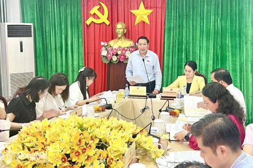 Thành ủy viên, Phó Trưởng đoàn chuyên trách Đoàn Đại biểu Quốc hội thành phố Bùi Xuân Thống chủ trì buổi khảo sát. Ảnh: Kim Liễu