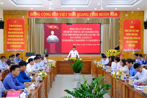 Phó Bí thư Tỉnh ủy, Chủ tịch HĐND tỉnh Lâm Đồng Lưu Văn Trung làm việc với Ban Thường vụ Đảng ủy xã Đam Rông 2, Đam Rông 3 và Đam Rông 4