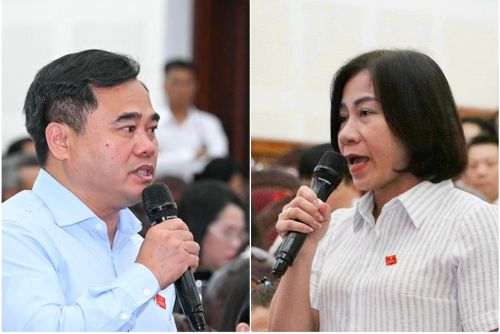 Các đại biểu: Nguyễn Viết Hùng, Nguyễn Thị Tú Hương chất vấn