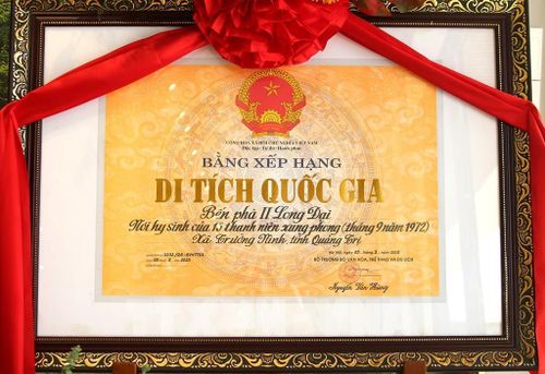 Bến phà II Long Đại - nơi ghi dấu sự hy sinh anh dũng của 16 thanh niên xung phong Đại đội C130 - đã được Bộ Văn hóa, Thể thao và Du lịch xếp hạng là Di tích lịch sử cấp quốc gia. Ảnh: Nguyên Linh - TTXVN