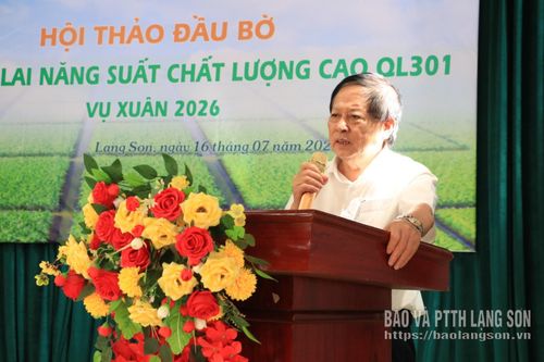 Lãnh đạo Công ty Cổ phần Vật tư nông nghiệp Lạng Sơn phát biểu tại hội thảo