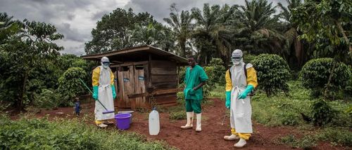  Các tình nguyện viên quốc tế hỗ trợ người dân châu Phi trước sự bùng phát của dịch Ebola. Ảnh: IRC 