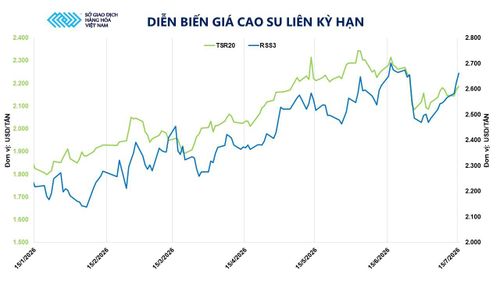 Diễn biến giá cao su liên kỳ hạn. Nguồn: MXV