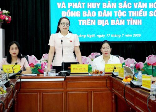 Phó Trưởng đoàn ĐBQH chuyên trách tỉnh Quảng Ngãi Hà Thị Anh Thư phát biểu tại buổi giám sát