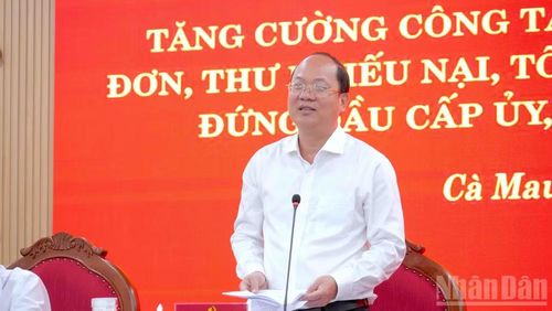 Đồng chí Nguyễn Hồ Hải, Ủy viên Trung ương Đảng, Bí thư Tỉnh ủy Cà Mau phái biểu chỉ đạo tại hội nghị.