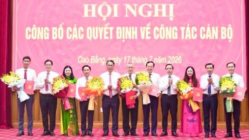 Lãnh đạo tỉnh Cao Bằng trao các quyết định về công tác cán bộ.