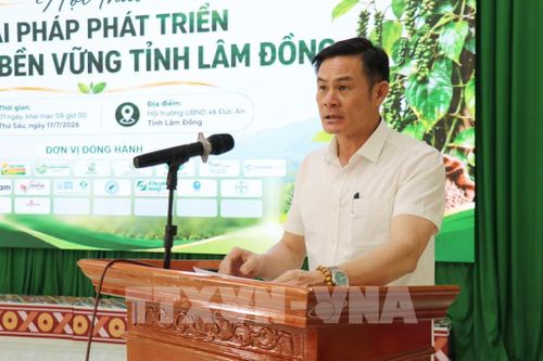 Ông Vũ Đình Cường, Phó Giám đốc Sở Nông nghiệp và Môi trường tỉnh Lâm Đồng, phát biểu tại Hội thảo. Ảnh: Nguyễn Huy Thành – TTXVN