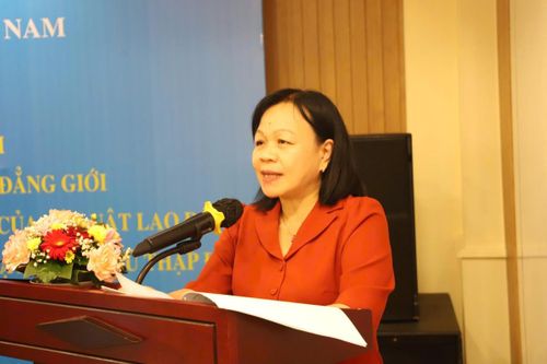 Bà Nguyễn Thị Mai Hoa, Phó Chủ nhiệm Ủy ban Văn hóa và Xã hội của Quốc hội khóa XV, phát biểu tại hội nghị