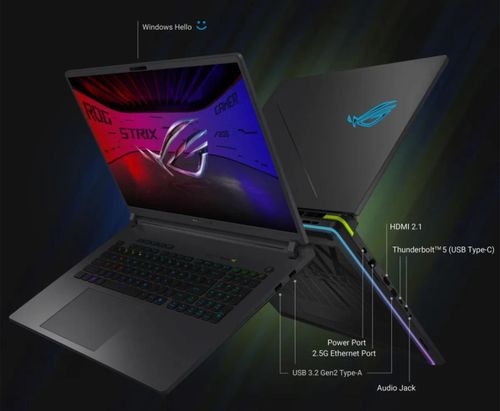 Asus trang bị cho ROG Strix G16 2026 viên pin 90 Wh hỗ trợ sạc nhanh 280 W.