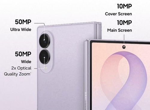 Bộ ảnh cũng tiết lộ các thông số của Galaxy Z Fold8, gồm chip xử lý Snapdragon 8 Elite for Galaxy, 2 camera sau 50 MP (camera chính và camera góc siêu rộng). Mặt trong và ngoài của máy sở hữu camera selfie 10 MP, thời lượng pin có thể phát video "tối đa 26 tiếng". Ảnh: Evan Blass.