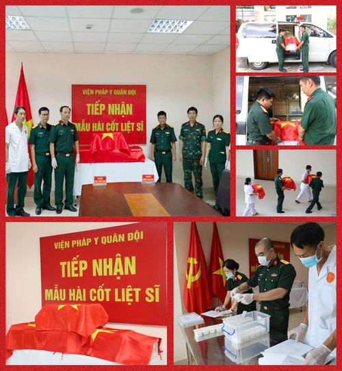 Các mẫu hài cốt liệt sĩ được đưa tới Viện pháp y Quân đội để thực hiện giám định ADN.
