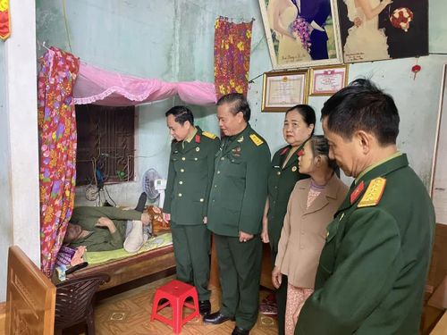 Hội Cựu chiến binh tỉnh thăm, tặng quà thương binh nặng nhân dịp Tết Nguyên đán - Ảnh: N.S