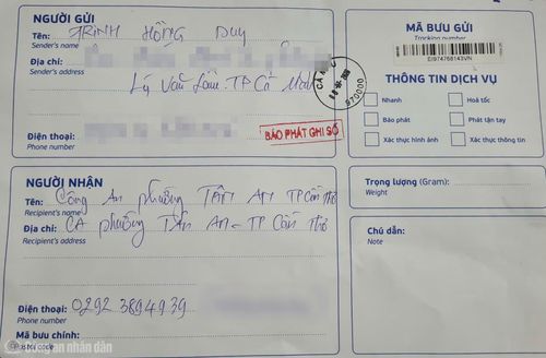 Bức thư mà anh Trịnh Hồng Duy gửi cảm ơn CBCS Công an phường Tân An, TP Cần Thơ.