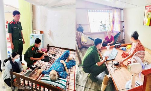 Công an xã Đầm Dơi và đơn vị chức năng đến tận nhà thu mẫu sinh phẩm ADN cho 2 trường hợp thân nhân liệt sĩ khó khăn trong đi lại.