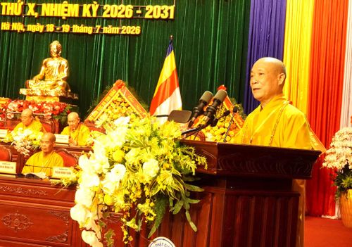 Hòa thượng Thích Bảo Nghiêm tiếp tục được tín nhiệm giữ chức Trưởng ban Trị sự Giáo hội Phật giáo Việt Nam thành phố Hà Nội. Ảnh: Bình Minh