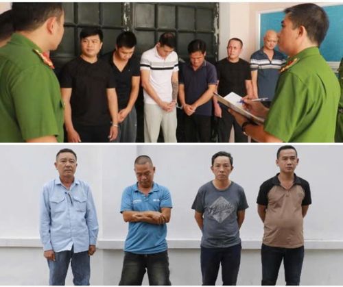 Các đối tượng trong 2 nhóm cá độ bóng đá bị bắt giữ.