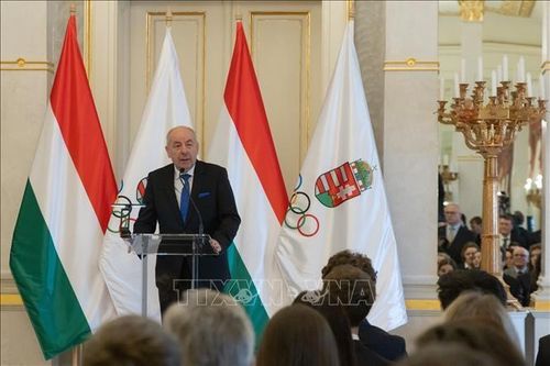 Tổng thống Hungary Tamás Sulyok phát biểu tại một sự kiện ở Budapest.