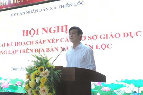 Chủ tịch UBND xã Nguyễn Hữu Dũng kết luận hội nghị. Ảnh: Tú Linh