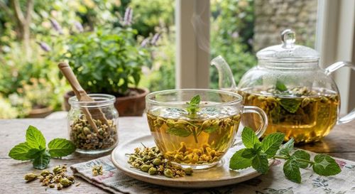 Trà bạc hà hoa hoèthích hợp với người bệnh tăng huyết áp kèm nóng trong, đau đầu nhẹ hoặc cảm giác bốc hỏa.