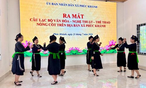 CLB có nhiệm vụ bảo tồn và phát huy bản sắc văn hóa dân tộc gắn với phát triển du lịch trên địa bàn. Ảnh: UBND xã Phúc Khánh