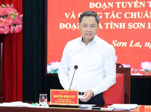 Phó Bí thư Tỉnh ủy, Chủ tịch UBND tỉnh Sơn La Nguyễn Đình Việt phát biểu tại cuộc họp. (Ảnh SNews)